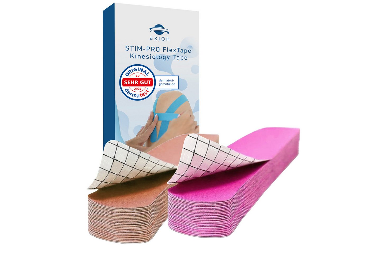 Axion Kinesiologie-Tape Precut Kinesiologie Tape 2er Set Beige und Pink (50-St) von Axion