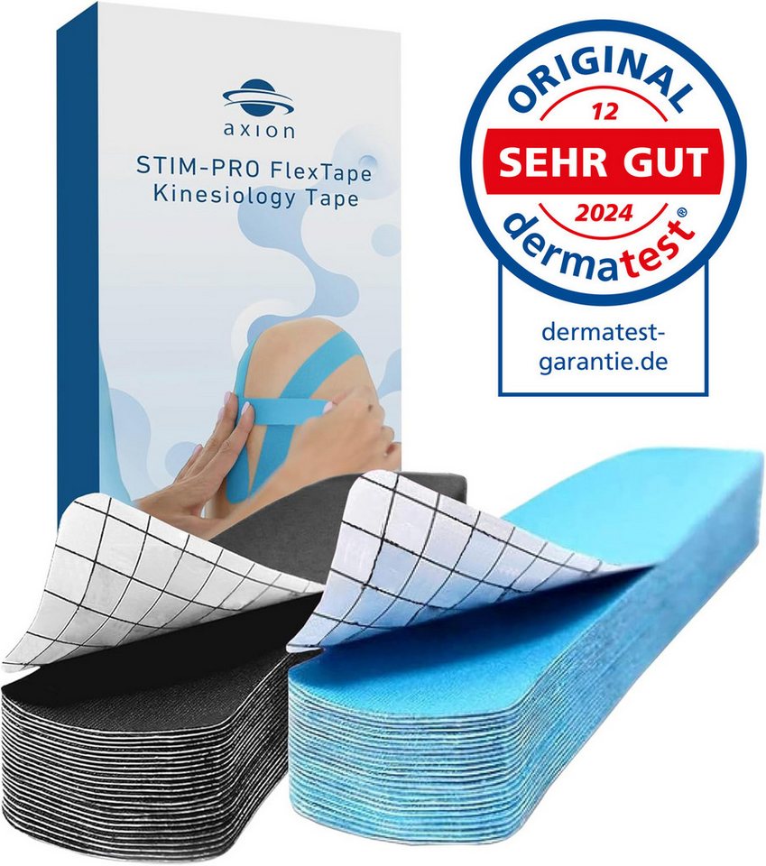 Axion Kinesiologie-Tape Precut Kinesiologie Tape 2er Set Blau und Schwarz (50-St) 25cm x 5cm von Axion