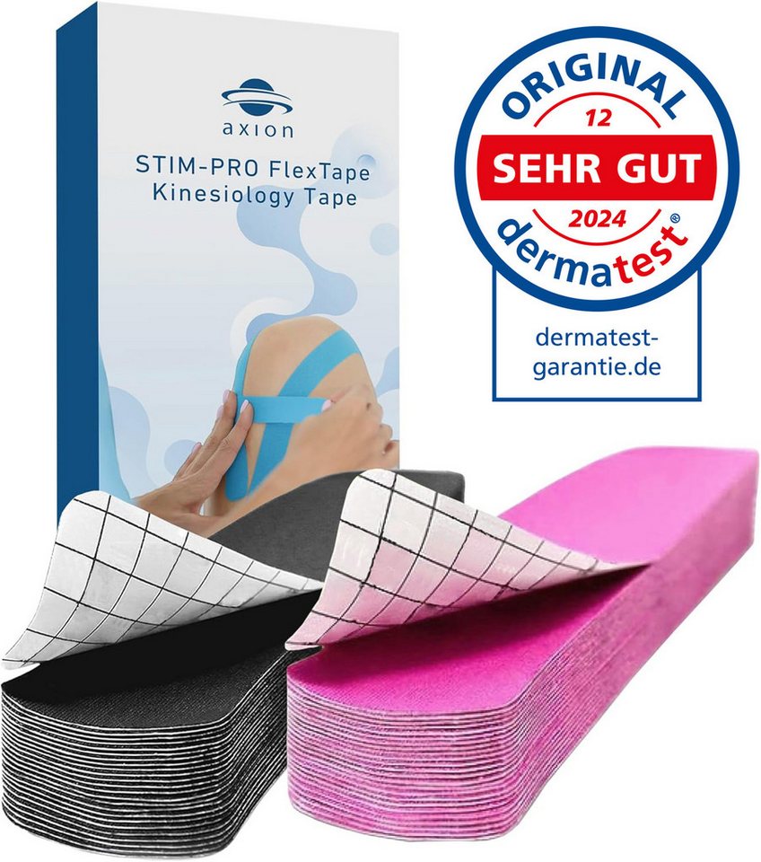 Axion Kinesiologie-Tape Precut Kinesiologie Tape 2er Set Pink und Schwarz (50-St) 25cm x 5cm von Axion