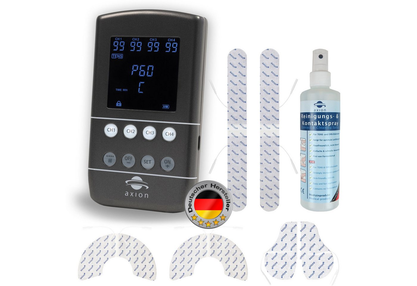 Axion TENS-EMS-Gerät STIM-PRO X9B 4-Kanal mit Akku und Elektrodenset, Neuheit 2025 Axion TENS-EMS-Gerät STIM-PRO X9B 4-Kanal mit Akku und Elektrodenset, Neuheit 2025 von Axion