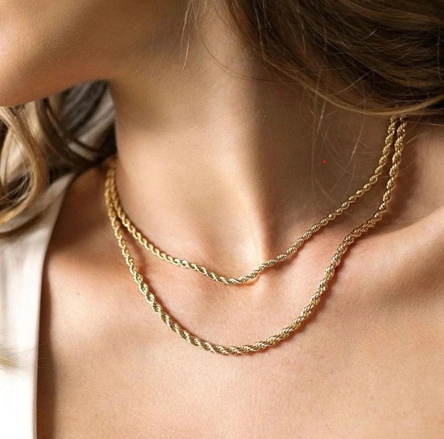 18K Vergoldete Edelstahl Dünne Seil Kette | 2mm/3mm 4mm | 16 Bis 30 Zoll 18K Vergoldete Edelstahl Dünne Seil Kette | 2mm/3mm 4mm | 16 Bis 30 Zoll von AxiosModa