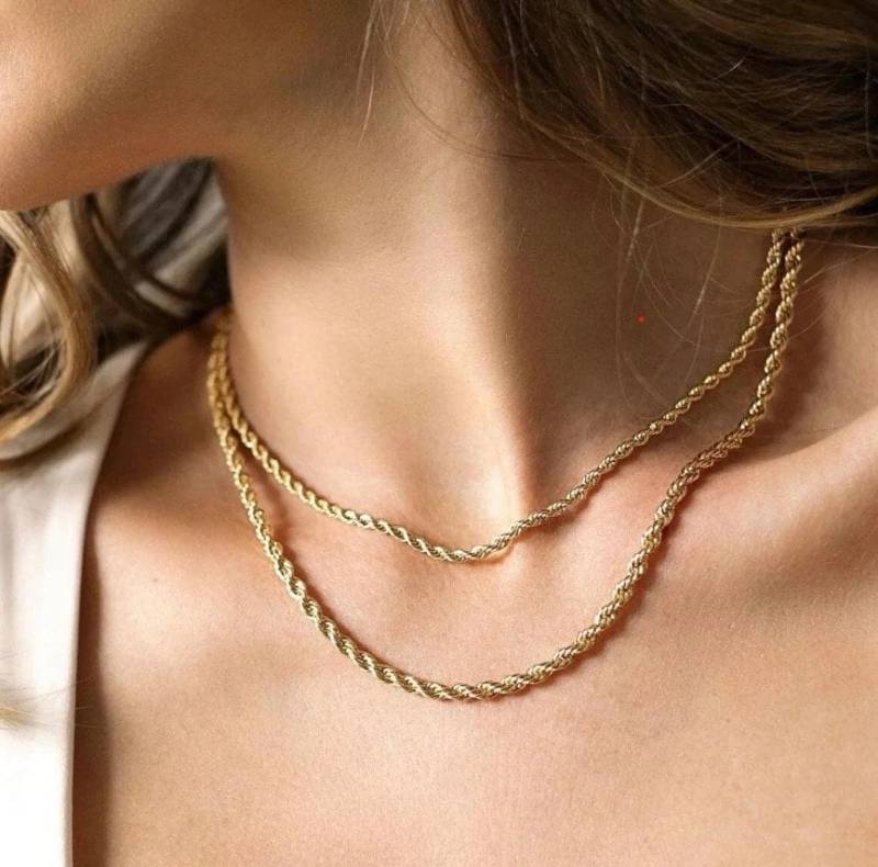 18K Vergoldete Edelstahl Dünne Seil Kette | 2mm/3mm 4mm | 16 Bis 30 Zoll 18K Vergoldete Edelstahl Dünne Seil Kette | 2mm/3mm 4mm | 16 Bis 30 Zoll von AxiosModa