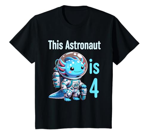 Astronaut 4 Jahre alt 4. Geburtstag Axolotl Jungen Mädchen T-Shirt Astronaut 4 Jahre alt 4. Geburtstag Axolotl Jungen Mädchen T-Shirt von Axolotl 4 Years Astronaut Themed Birthday Designs