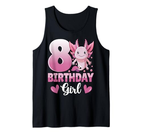 Geburtstag Mädchen Niedlich Axolotl Kinder 8 Jahre alt 8. Geburtstag Tank Top von Axolotl 8th Birthday Gifts Co.