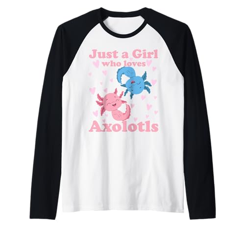 Nur EIN Mädchen, das Axolotls liebt. Cute Axolotl Kawaii Raglan von Axolotl Amphibien Designs und Geschenkideen