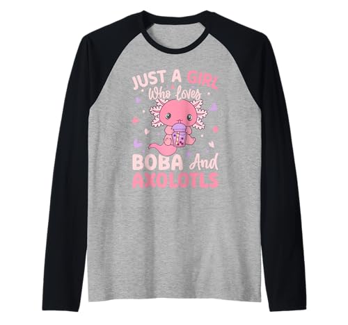 Nur EIN Mädchen, das Axolotls liebt. Cute Axolotl Kawaii Raglan von Axolotl Amphibien Designs und Geschenkideen