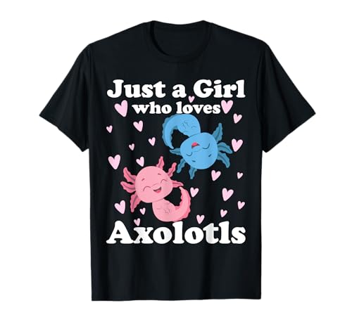 Axolotl Amphibien Designs und Geschenkideen - Nur ein Mdchen, das Axolotls liebt. Cute Axolotl Kawaii Damen T-Shirt Schwarz S V-Ausschnitt Kurzarm Polyester 100% Pull-On 1 Count von Axolotl Amphibien Designs und Geschenkideen
