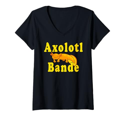 Damen Axolotl Bande T-Shirt mit V-Ausschnitt von Axolotl Aquarium Aquaristik Lustige Geschenke