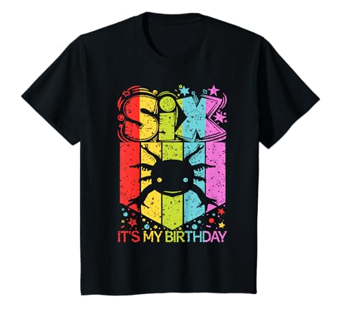 Kinder 6. Geburtstag Junge Mädchen Sechs 6 Jahre alt Geburtstag Axolotl T-Shirt von Axolotl Birthday Party For Boys And Girls