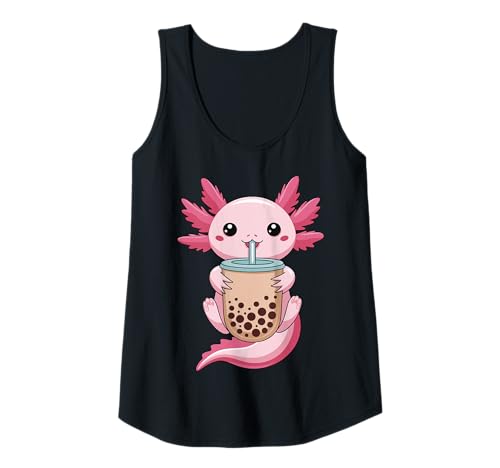 Damen Axolotl Bubble Boba Tea Anime Cute Kawaii Axolotl für Kinder Tank Top von Axolotl Bubble Boba Tea Anime Cute Axolotl Design