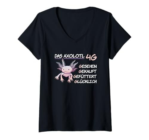 Damen Aquarium Zubehör Glücksbringer Deko Gadget - Das Axolotl 4G T-Shirt mit V-Ausschnitt von Axolotl Deko und Aquarium Zubehör