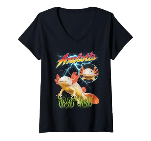Damen Axolotl T-Shirt mit V-Ausschnitt Damen Axolotl T-Shirt mit V-Ausschnitt von Axolotl Design