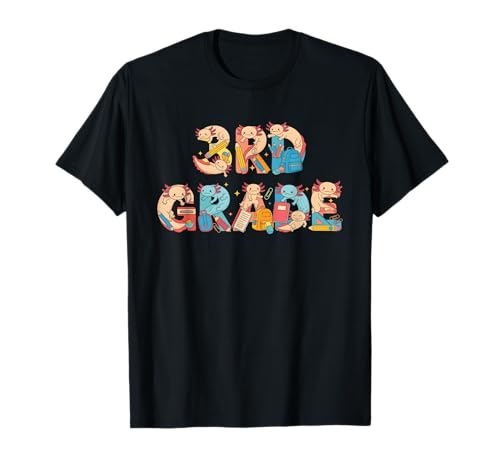 Lustiges Axolotl Third Grade Back to School Kinder Jungen Mädchen T-Shirt von Axolotl First Day of School 3rd Grade Outfits