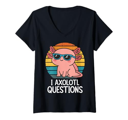 Damen I Axolotl Questions T-Shirt mit V-Ausschnitt Damen I Axolotl Questions T-Shirt mit V-Ausschnitt von Axolotl Fragen Lustig Niedlich