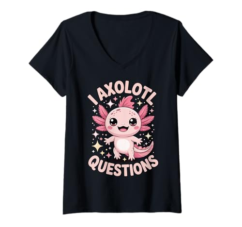 Damen I Axolotl Questions T-Shirt mit V-Ausschnitt Damen I Axolotl Questions T-Shirt mit V-Ausschnitt von Axolotl Fragen Lustig Niedlich