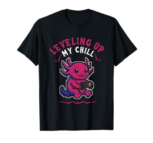 Pixel Axolotl Gaming Leveling Up My Chill Design für Jungen T-Shirt von Axolotl Gamer Mode Co.