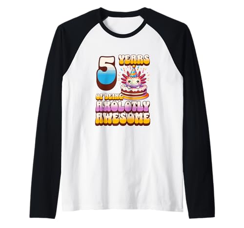 5 Jahre Axolotly Awesome Cute Axolotl Kinder zum 5. Geburtstag Raglan von Axolotl Kids Birthday Party Apparel Gifts Store