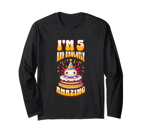 Ich bin 5 und Axolotly Amazing Funny Axolotl Kinder zum 5. Geburtstag Langarmshirt von Axolotl Kids Birthday Party Apparel Gifts Store