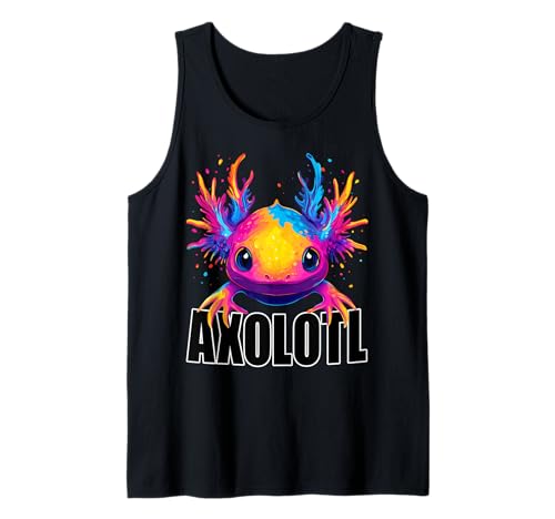 Axolotl Bunte Amphibien Tierliebhaber Männer Frauen Kinder Tank Top von Axolotl Lover Colorful Animal Face
