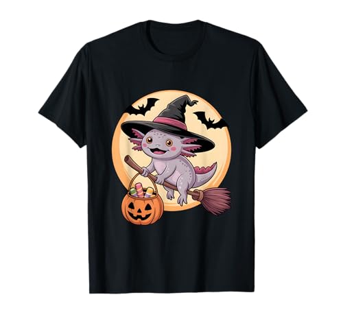 Axolotl Hexenhut Kürbis Halloween Kostüm Herren Damen Kinder T-Shirt von Axolotl Lover Halloween Party Wear