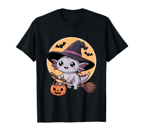 Axolotl Hexenhut Kürbis Halloween Kostüm Herren Damen Kinder T-Shirt von Axolotl Lover Halloween Party Wear