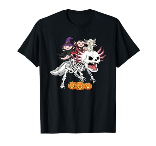 Axolotl Skelett Mama Hexe Halloween Kinder Herren Damen T-Shirt von Axolotl Lovers Cute Halloween Outfits for Boy Girl