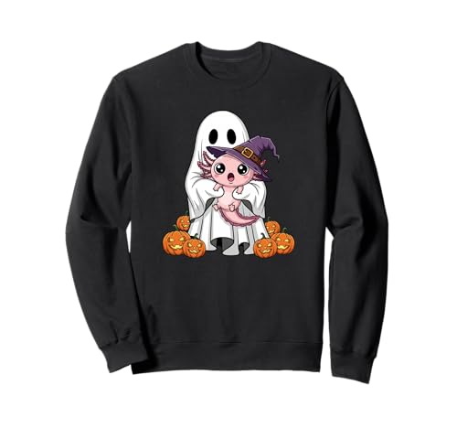 Lustiger Geist Axolotl Kürbis Halloween Kinder Herren Damen Sweatshirt von Axolotl Lovers Cute Halloween Outfits for Boy Girl
