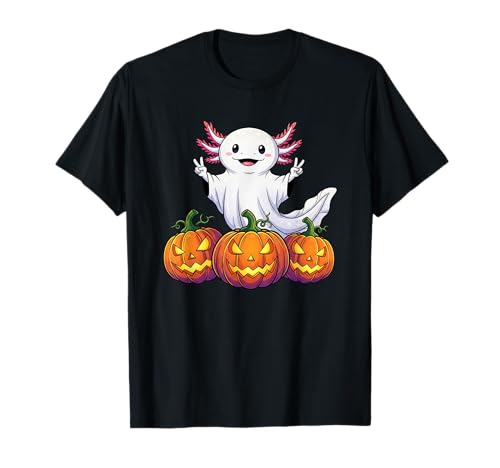 Lustiger Axolotl Ghost Pumpkin Boo Halloween Kinder Herren Damen T-Shirt von Axolotl Lovers Halloween Ghost Pumpkin Outfits