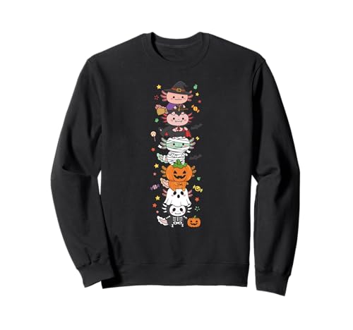 Lustige Axolotl Hexe Vampir Geist Halloween Kinder Herren Damen Sweatshirt von Axolotl Lovers Halloween Skeleton Mummy Outfits