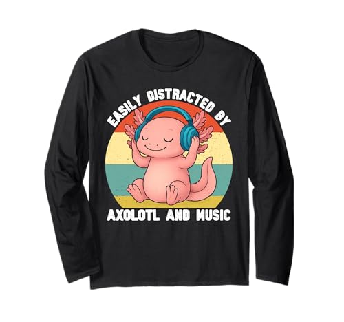 Leicht abgelenkt von Axolotl und Musik für Männer, Kinder, Jungen Langarmshirt von Axolotl Music Lover for Boys Men Kids