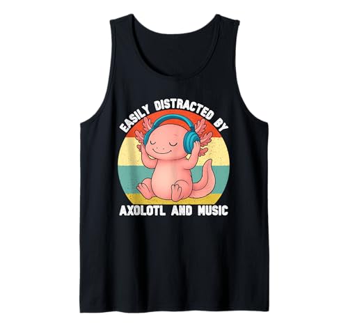 Leicht abgelenkt von Axolotl und Musik für Männer, Kinder, Jungen Tank Top von Axolotl Music Lover for Boys Men Kids