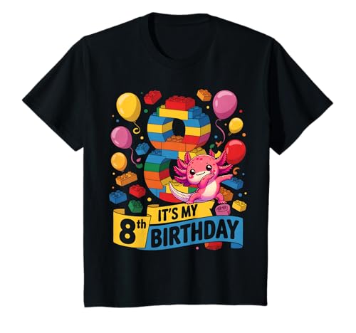 Kinder 8 Jahre alte BAU-Zahlenblöcke, niedlich, Axolotl, 8. Geburtstag T-Shirt Kinder 8 Jahre alte BAU-Zahlenblöcke, niedlich, Axolotl, 8. Geburtstag T-Shirt von Axolotl Number Blocks Birthday Theme Party
