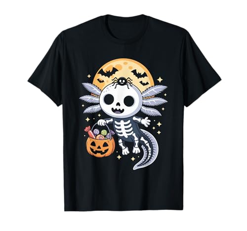 Lustiges Axolotl Skelett Halloween Kostüm Gruselige Jungen Mädchen T-Shirt von Axolotl Skeleton Spooky Cute Halloween Apparel