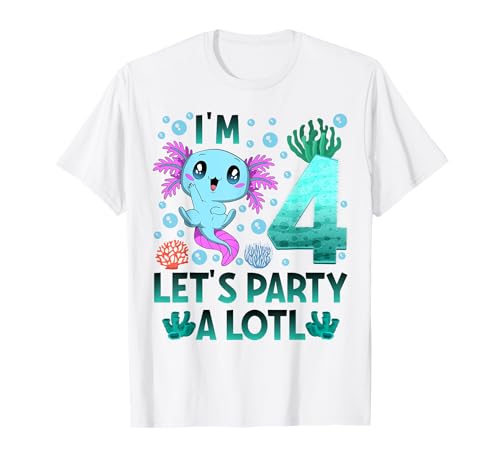 Ich Bin 4 Bday Axolotl Party Süßer 4. Geburtstag Junge Axolotl Kinder T-Shirt von Axolotl birthday let's party a lotl