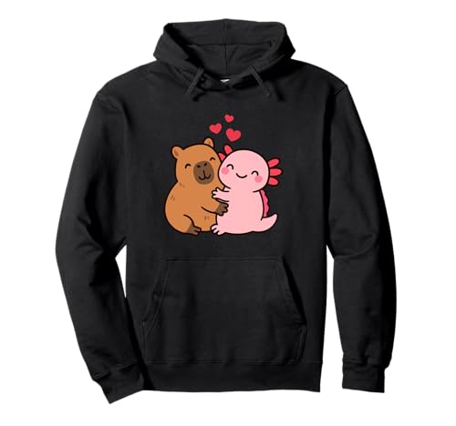 Axolotl Capybara BFF Tierliebhaber Valentinstag Jungen Mädchen Kinder Pullover Hoodie von AxolotlAxis1