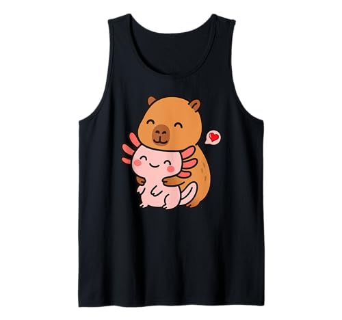 Axolotl Capybara Tierliebhaber Valentinstag BFF Jungen Mädchen Kinder Tank Top von AxolotlAxis1