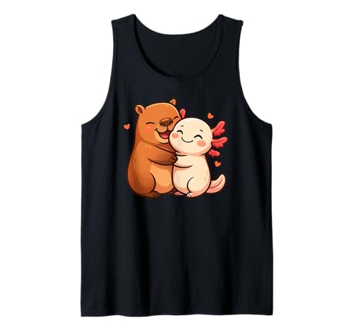 Capybara Axolotl Tierliebhaber Valentinstag BFF Jungen Mädchen Kinder Tank Top von AxolotlAxis1