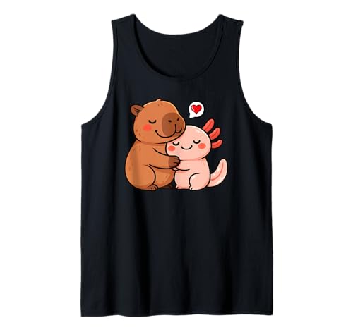 Capybara Axolotl Tierliebhaber Valentinstag BFF Jungen Mädchen Kinder Tank Top von AxolotlAxis1