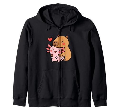 Capybara Axolotl Valentines BFF Tierliebhaber Jungen Mädchen Kinder Kapuzenjacke von AxolotlAxis1