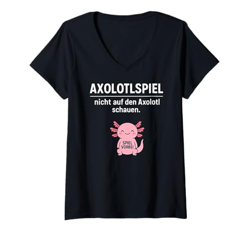 Damen Lustiges Axolotl Don't Look Game Over Tierliebhaber Jungen Mädchen T-Shirt mit V-Ausschnitt von AxolotlAxis1