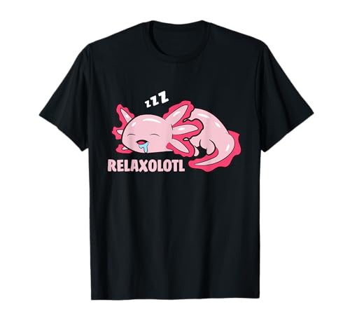 Axolotls Geschenke Relaxolotl - Herren, Damen, Unisex Kinder - Cartoon-Axolotl T-Shirt - Schwarz - S von Axolotls Geschenke Relaxolotl