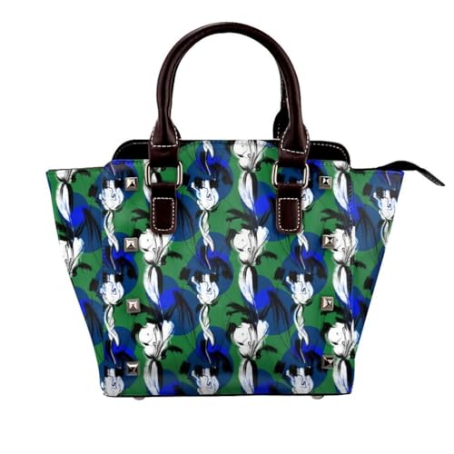 Blumendruck Handtasche Für Frauen Top Griff Satchel -Geldbörse Mit Verstellbarer Schultergurt -Einkaufstasche Jeden Tag Gebrauch,Blau von Axrrl