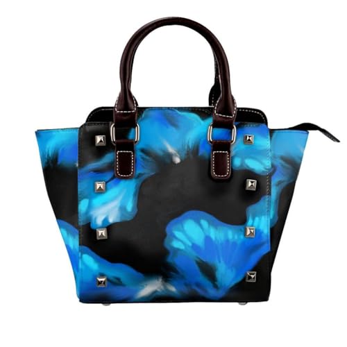 Damen -Crossbody -Taschen Blumenhandtasche Für Frauen Top Griff Satchel -Geldbörse Mit Verstellbaren Schultergurt Alltag,Blau von Axrrl