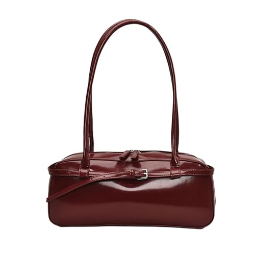 Damen Retro -Achselhöhlen -Umhängetasche PU Leder Top Handtasche Für Den Herbst Winter, Vintage -Pendelpendeltasche, Weiche Unterarmtasche,Rot von Axrrl