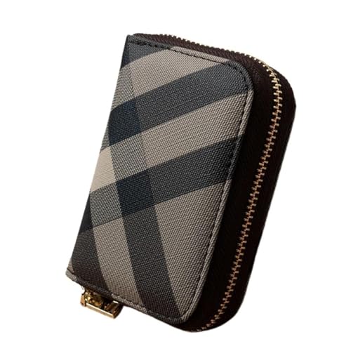 Damen Slim Reißverschluss Münzen Geldbörse Leder Kartenhalter Kompaktes Brieftasche Mit Mehreren Schlitzen Streifenmuster,Style 3 von Axrrl
