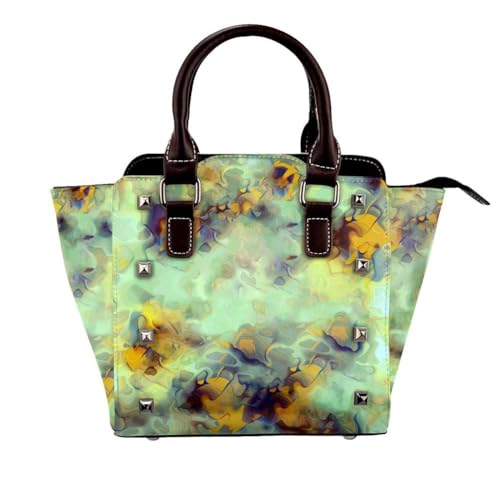 Damen Umhängetaschen Satchel Handtasche Leder Top Handle Schultertasche Für Den Alltag,Grün von Axrrl