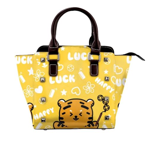 Drucken Sie Handtasche Leder -Einkaufstasche Mit Verstellbarem Riemen, Top Griff Satchel for Women Accessoire Jeden Tag,Gelb von Axrrl