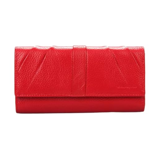 Langer Brieftasche Retro Einfache Mittelgroße Handheld-Multi-Karten-Slot-PU-Ledermünze, Organisatorin Mit Großer Kapazität,Rot von Axrrl