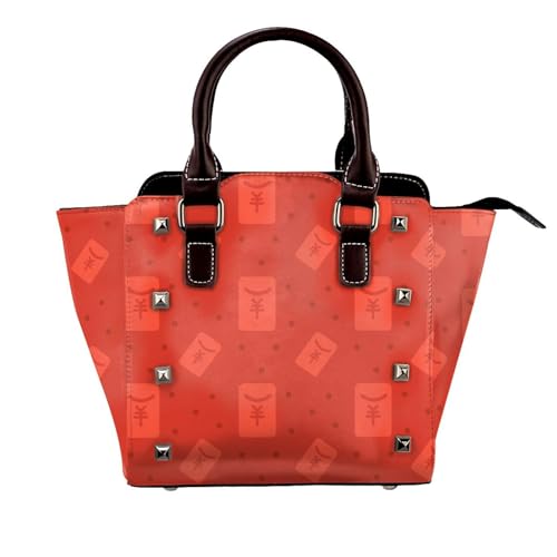 Rote Leder-Umhängetasche Mit Tragegriff Oben, Verstellbarer Schultergurt Für Den Alltag,Rot von Axrrl