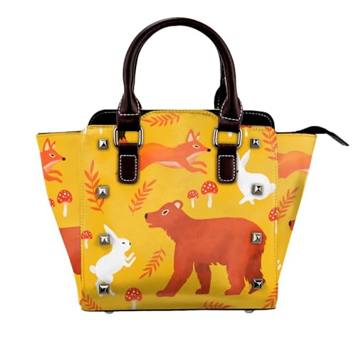 Satchel-Handtasche Mit Henkel Und Verstellbarem Schultergurt, Tiermuster, Alltagstasche Für Damen,Gelb Satchel-Handtasche Mit Henkel Und Verstellbarem Schultergurt, Tiermuster, Alltagstasche Für Damen,Gelb von Axrrl